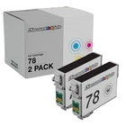 2PK T0781 78 Black Ink Cartridge for Epson T078120 Stylus Photo R260 RX595 RX680