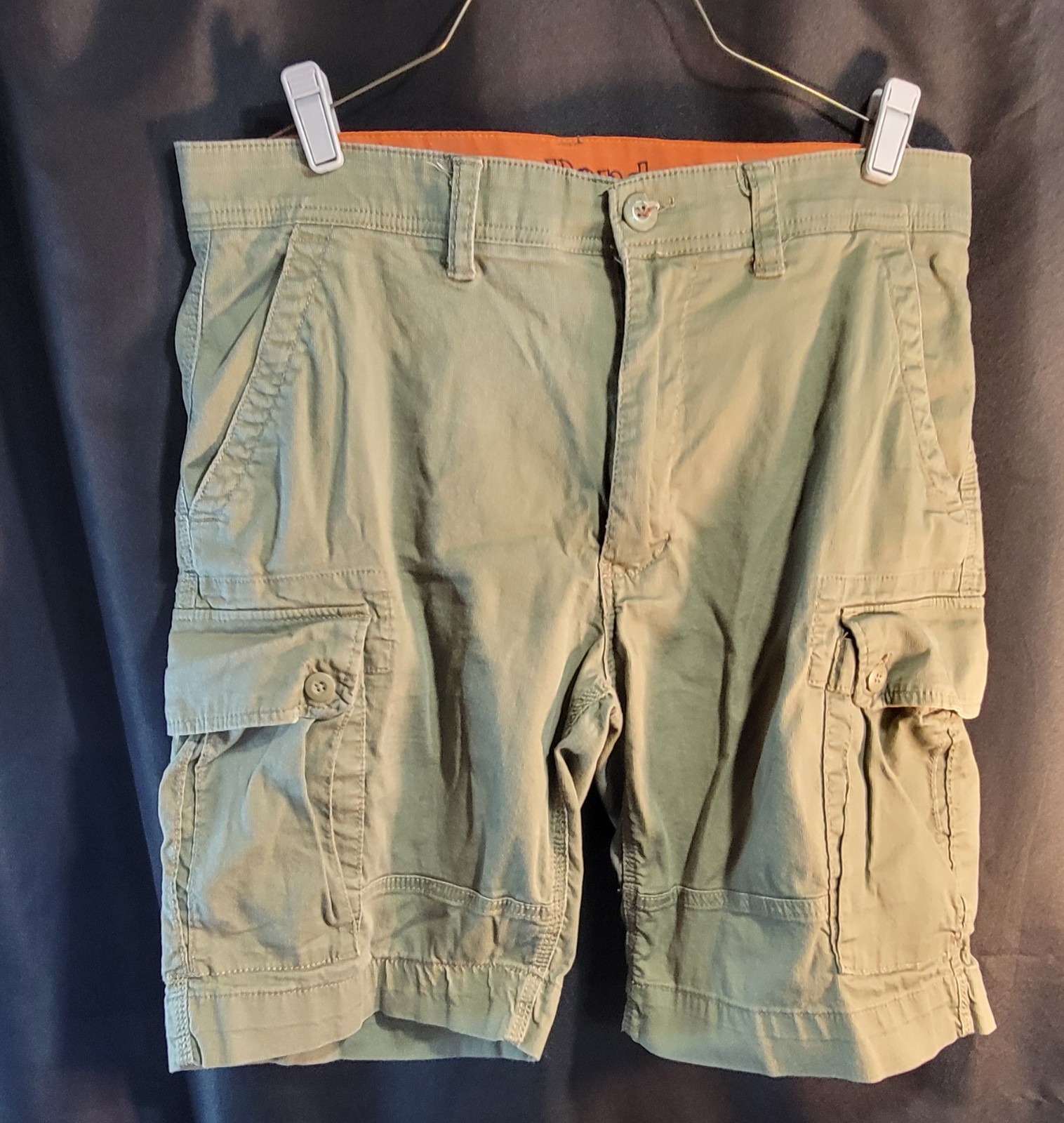 WearFirst Mens 36 Cargo Shorts Green 6 Mesh Pockets WF FreeBand Stretch