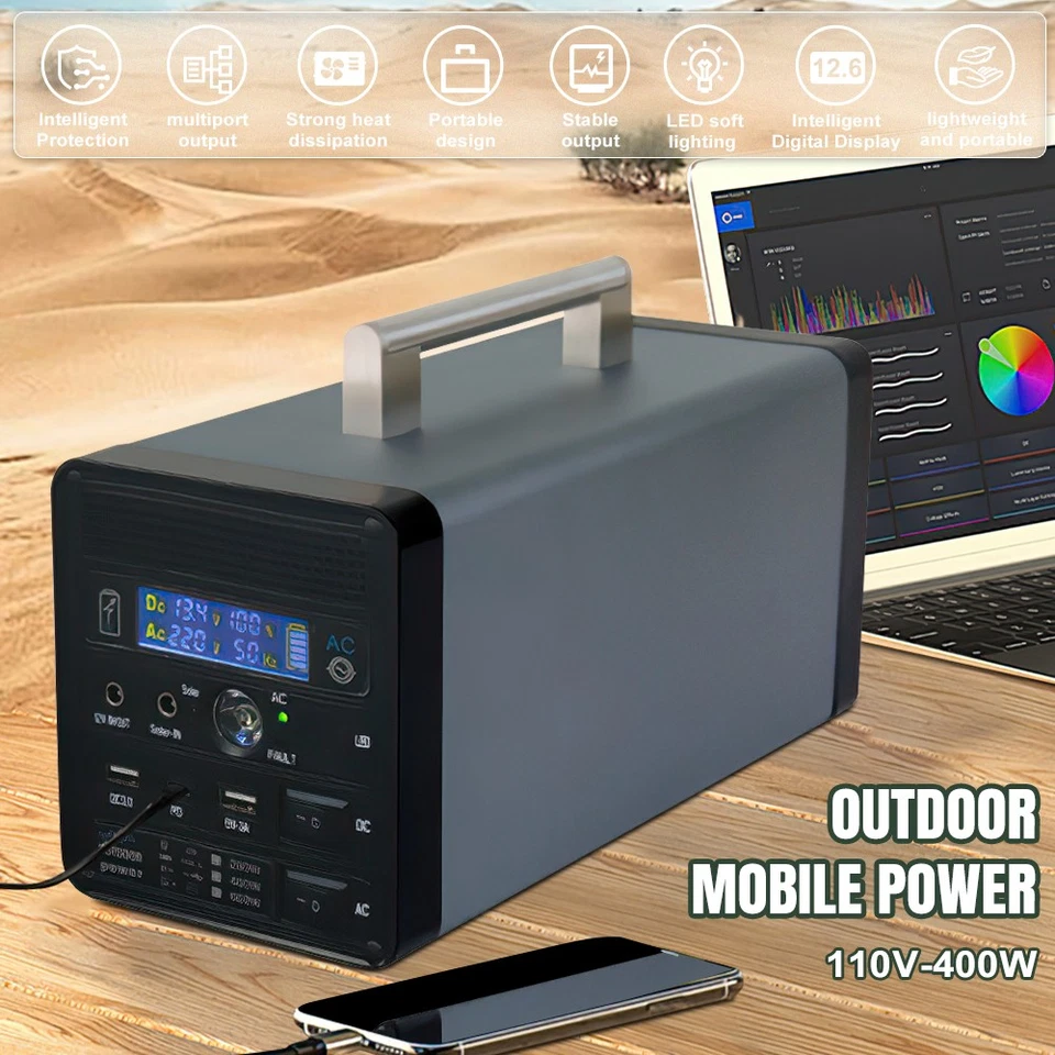 Central Eléctrica Portátil 400W 300Wh Generador Solar 80000mAh Banco de Alimentación Toma de CA Foto 4 de 4
