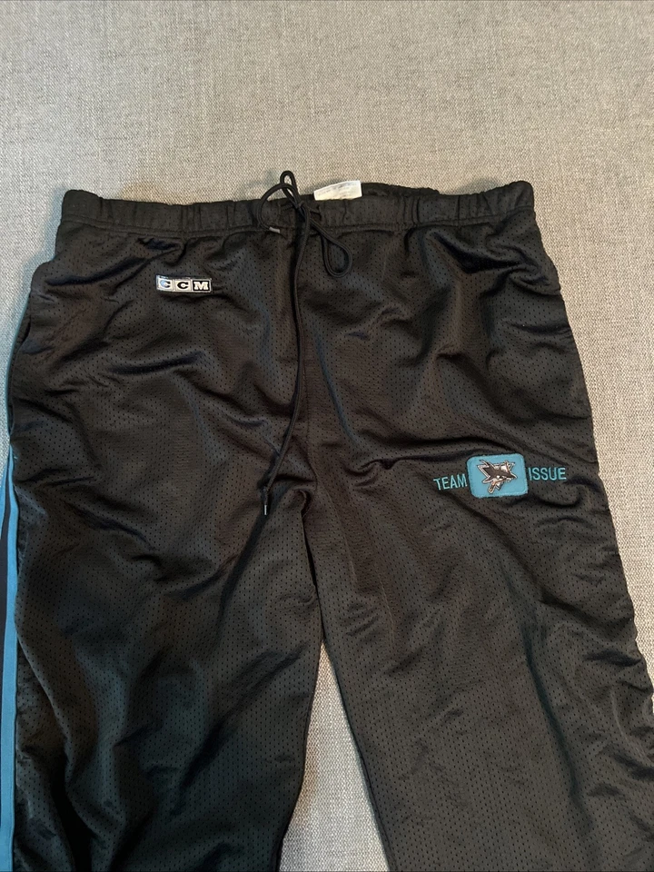 Pantalones de calentamiento para correr NHL San Jose Sharks Team Issue CCM negro azul talla XL Foto 2 de 4