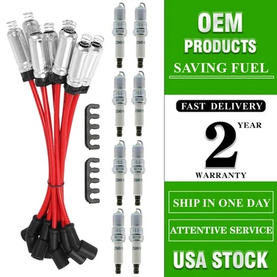 (8PCS) 9748UU Wires & 41-962 Spark Plugs Set For Chevy GMC Hummer 4.8L 5.3L 6.0L - Image 1 of 4