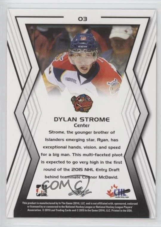 2014-15 Leaf ITG CHL Top Prospects Draft Rookies Red /10 Dylan Strome #03 - Image 2 of 2