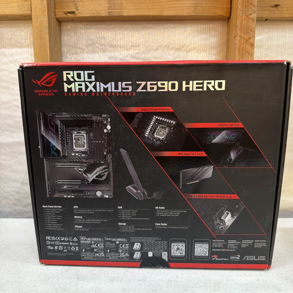 Asus ROG MAXIMUS Z690 HERO  ATX DDR5 LGA1700 Gaming Motherboard New Sealed - Image 4 of 4