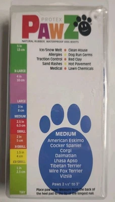 Official Pawz Medium Blue Rubber Dog Boots Reusable Waterproof 12 Pack - Image 1 of 2