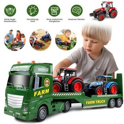 Traktor Spielzeug Traktor 3 in 1 Traktor Anhänger Bauernhof-LKW mit 2 Traktoren