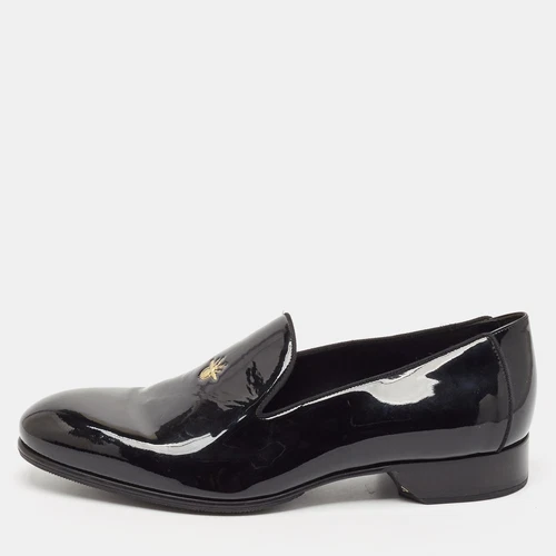 Mocassins Dior en cuir verni noir détail abeille en relief taille 42