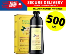 NEW MOKERU Ginger Essence Black Shampoo 500ml 5 Minute Fast Hair Dye Shampoo