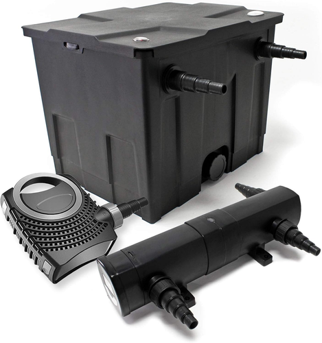 Set Completo Per Laghetto 12000L | Filtro Biologico Con UVC 36W, Pompa 80W, Tubo 25m E Skimmer