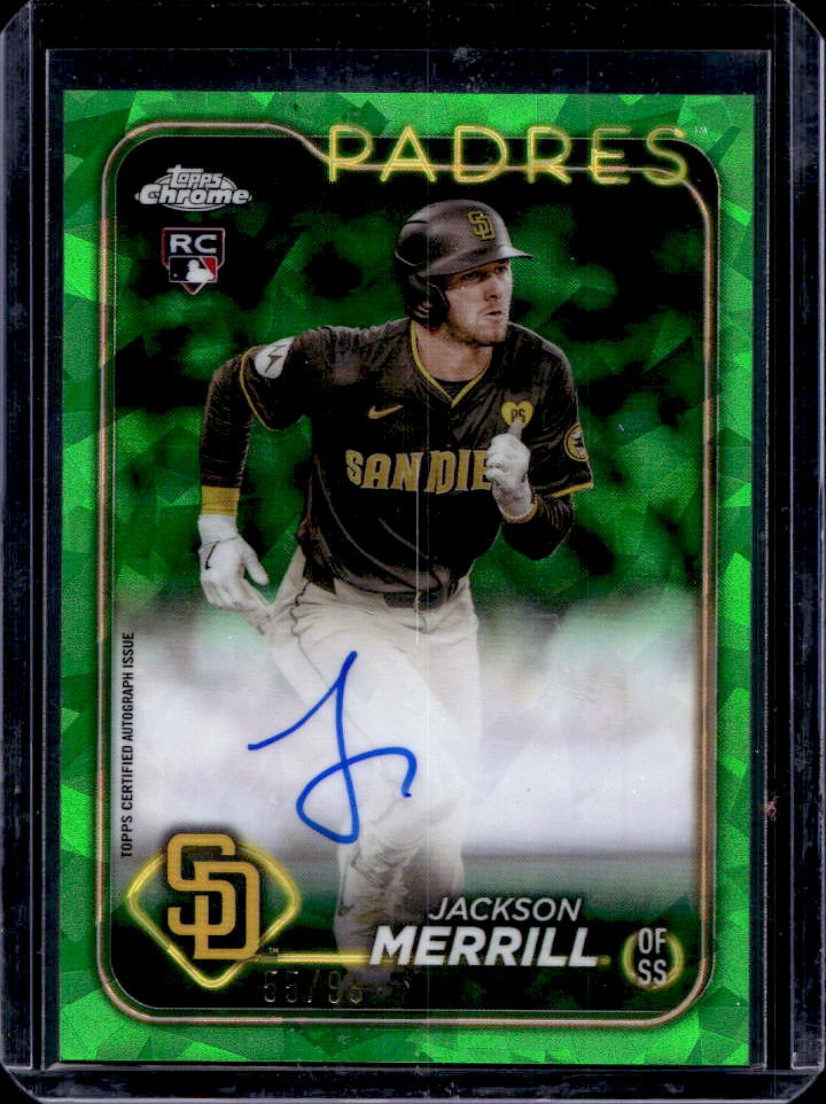 2024 Topps Chrome Update Sapphire Jackson Merrill Auto RC Green Refractor #55/99