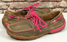 Twisted X Women s Tough Enough to Wear Pink Bomber Driving Moc WDM0018 Sz 6.5