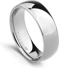 2mm 4mm 6mm 8mm 10mm Titanium Ring Plain Dome High Polished Wedding Band Comfort