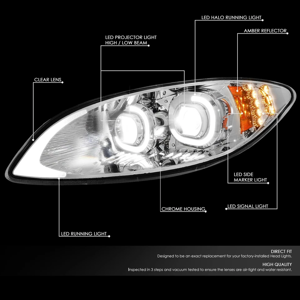 Faro proyector cromado para International Harvester ProStar 2009-2018 LED DRL Foto 2 de 4