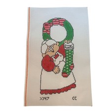 Vintage Mrs Claus Christmas Wreath Hand Painted Needlepoint Canvas X147 CC