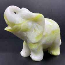 729g Rare  Lemon Jade Carved Elephant Reiki Crystal skull decor Heal gift 1pc