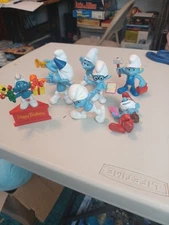 2013 Mcdonalds Smurf Lot With Schleich Smurf