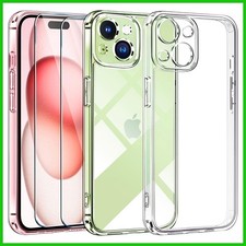 Cover + Pellicola Vetro per Apple iPhone 15 / 15 Plus Custodia Trasparente Tpu