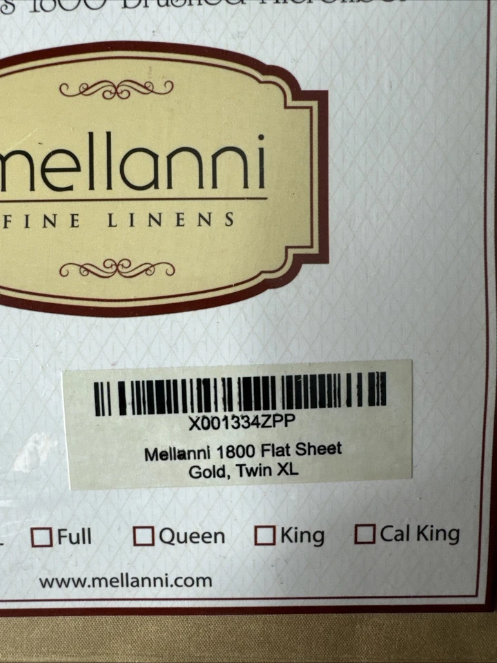 Mellanni Twin Flat XL Bed Sheet Set 1800 One Piece Gold Brushed Micofiber New - Image 4 of 4