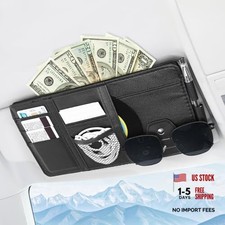 Car Sun Visor Organizer with Double Zippers, Multi-Pockets for Glasses, Black