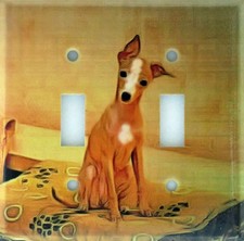 Italian Greyhound Double Toggle light switch plate, made in USA