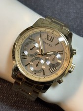 Men’s Guess Dress Watch Gold Tone,Luminous Hands,Month,Day,Roman Numerals