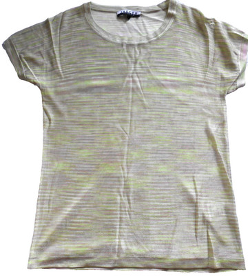 Jaeger London Space Dye Top green striped knit short sleeve jumper Size S vgc