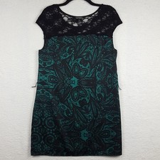 EXPRESS Sleeveless Shift Dress Women's Size M Green & Black