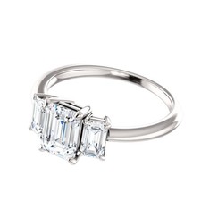 14k White Gold Diamond Wedding Ring IGI Certified Lab Grown 1.70 Ct Emerald Cut
