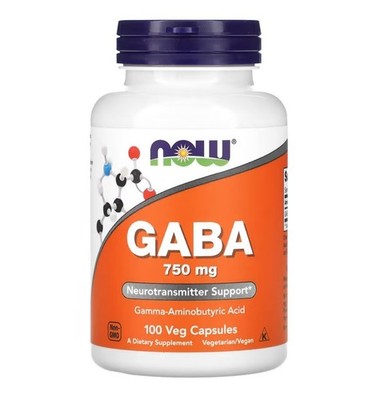 NOW Foods P32055 GABA Gamma-Aminobutyric Acid Supplements - 100 Capsules