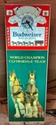 VINTAGE BUDWEISER BEER CLYDESDALE LIGHTED CLOCK SIGN-BAR-BUD-ALE-WAGON-LAGER-HTF