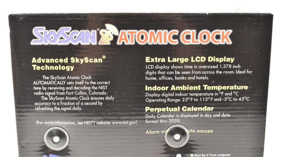 SkyScan Atomic Wall Clock Radio Controlled Date Time Calendar Temp Auto DST - Image 3 of 4