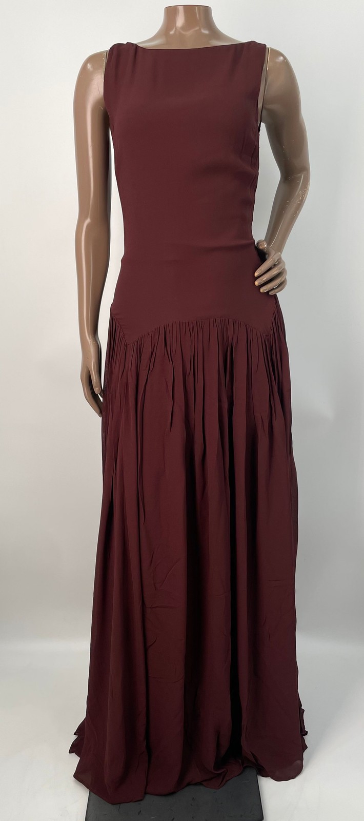 Reformation Womens Maxi Dress Mahogany Size 6 Camella Sleeveless Boat Neck Lined
