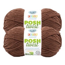  2 Pack Lion Brand Yarn 571-125BB Cover Story Posh Twist Yarn, Chocolate Fudge