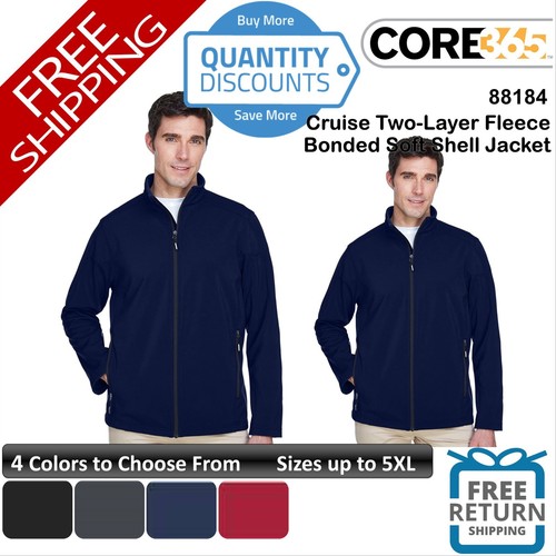 🔥 CORE365 Men Cruise Two-Layer Fleece Bonded Soft Shell Jacket Up To 5XL 88184 - Picture 1 of 21