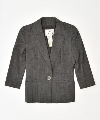 GAI MATTIOLO Damen 1 Knopf Blazer Sakko UK 12 mittelgrau Wolle klassisch EG10