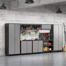 8-Pcs Garage Cabinet Storage System Corner Workshop Cabinet Set Rolling Shelving