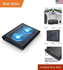 17 Inch Dual Fan Lap Chill Mat - Soft Neoprene Laptop Cooling Pad for Heat Pr...