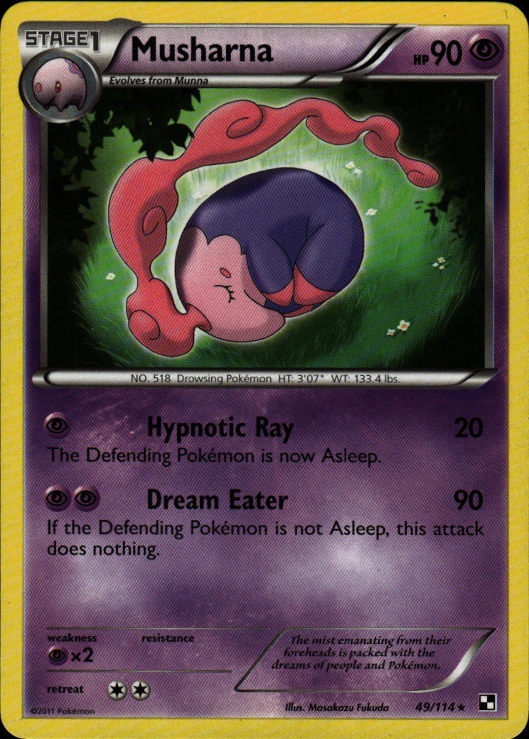 Pokemon TCG Card Musharna Rare Psychic Normal Black and White BLW 49/114 Masaka