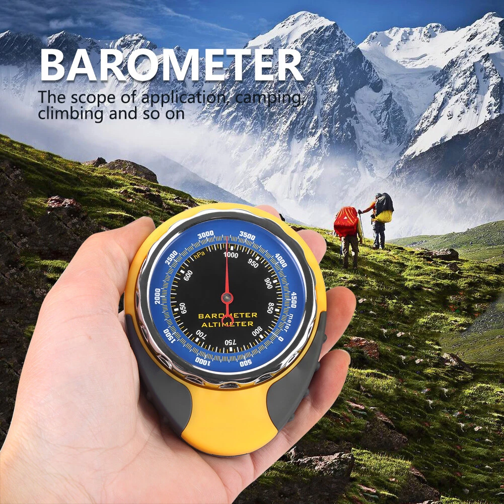 Watch with thermometer top compass barometer altimeter