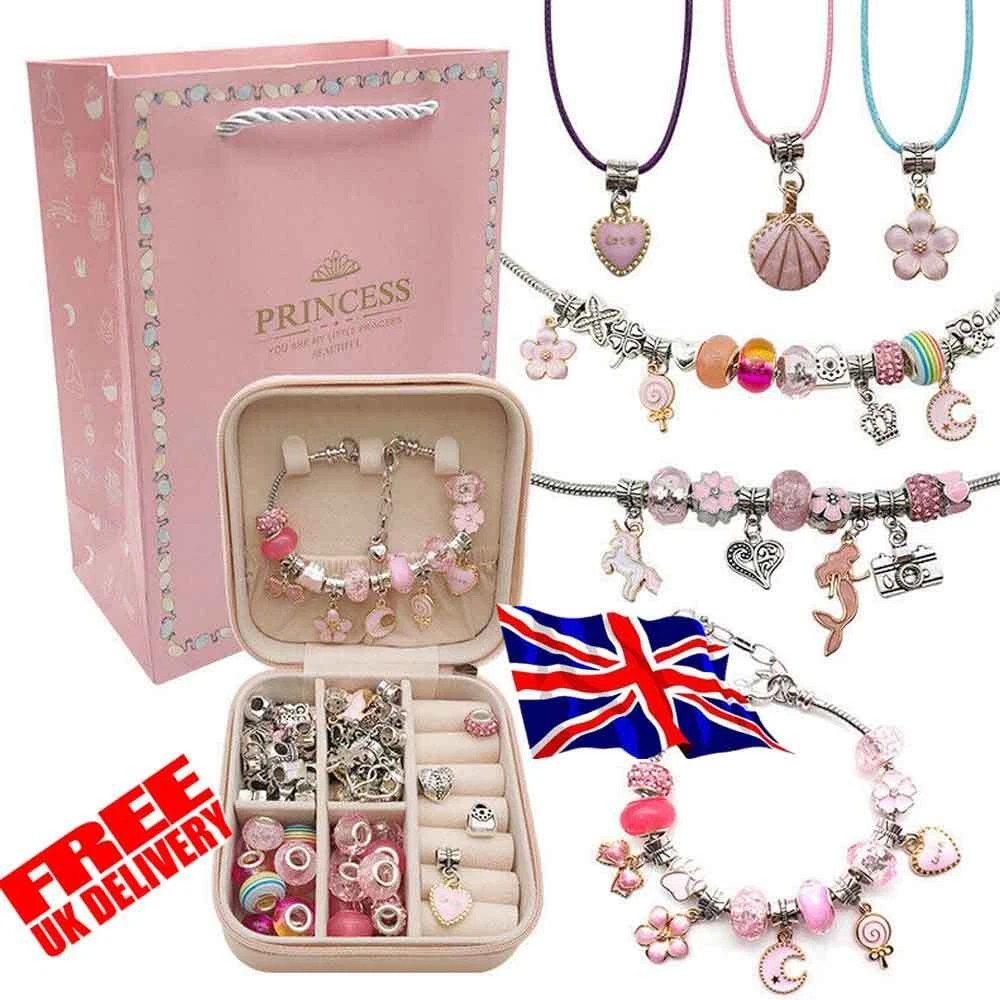 Girls Bracelet Making Kit Beads Jewellery Charms Pendant Set Diy