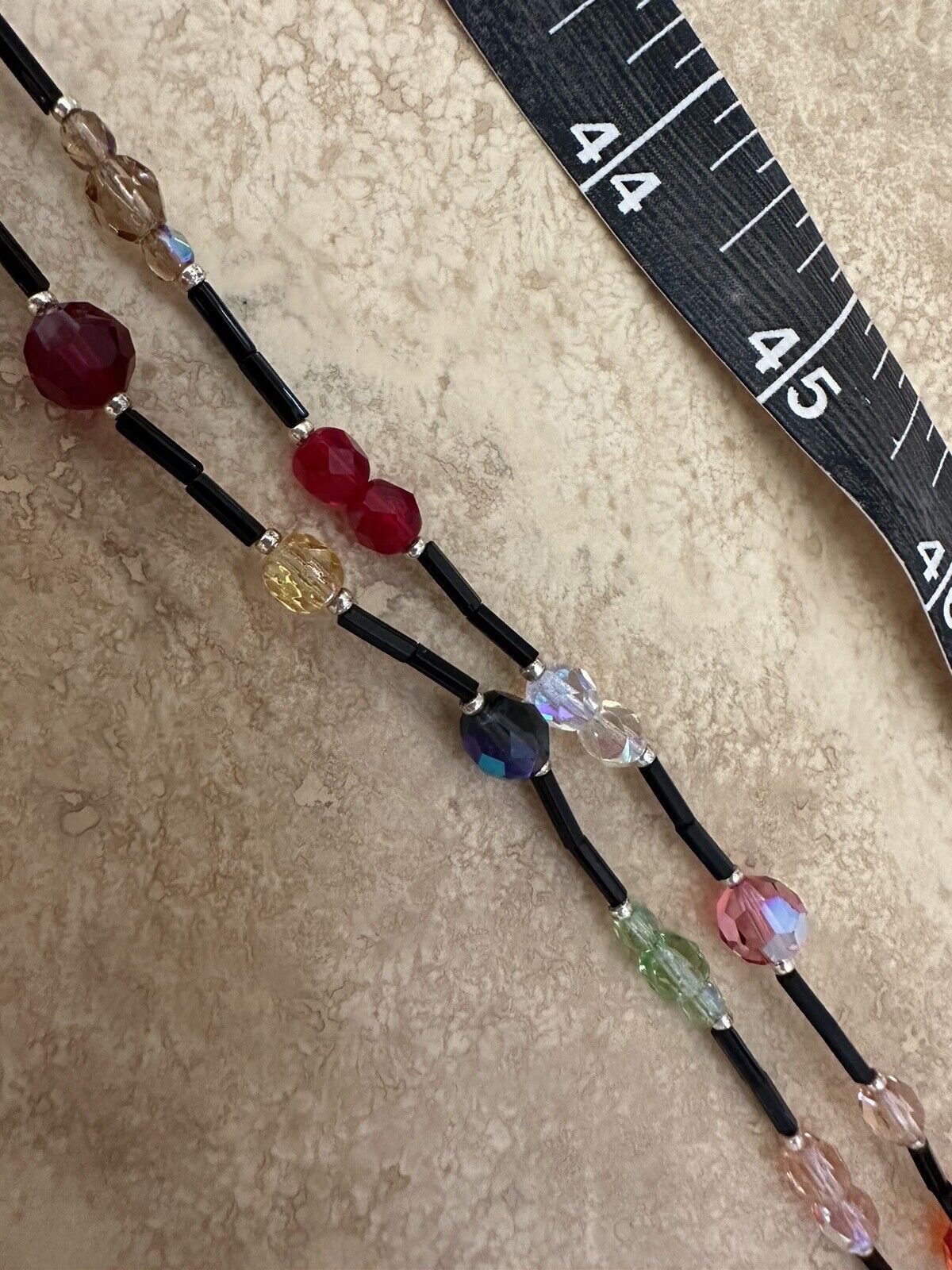 Multicolor Glass  Bead Necklace Long 53” - image 8