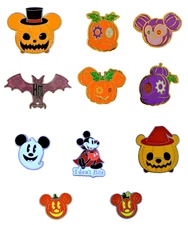5 Halloween Themed Pins Walt Disney World Park Trading Pin Set Brand New Spooky