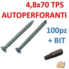 VITE VITI AUTOPERFORANTI TPS X METALLO 4,8x70 TORX ZINCATA PZ.100 AUTOFORANTE ZN
