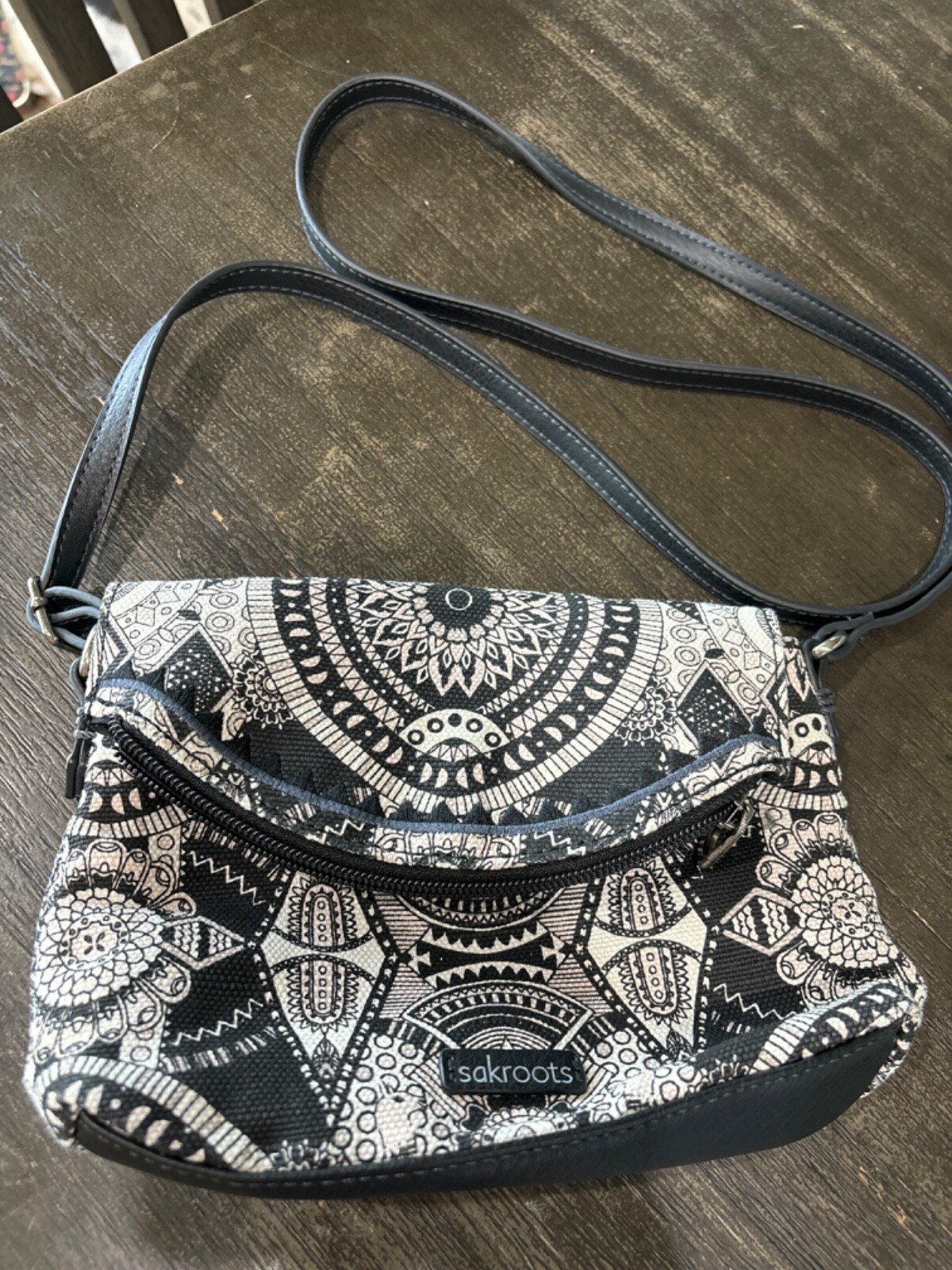 LSakroots Pacific Mini Crossbody Shoulder Bag Black White Wa