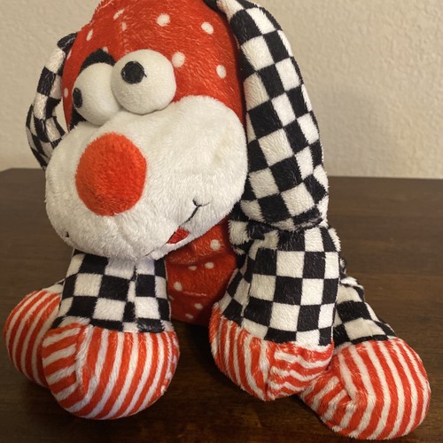 BABY Plush SUGAR LOAF Puppy DogRed White Black Checkers Stripes Dots Rattle 2007 - Picture 6 of 6