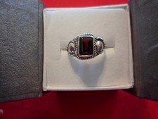 Mozambique Garnet Octagon Ring in 925 Sterling Silver-Size 7-1.45 Carats