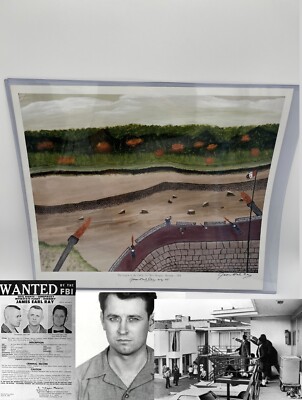 JAMES EARL RAY - HAND  SIGNED PRISON ART PRINT 1995 MLK ASSASSIN HISTORIC
