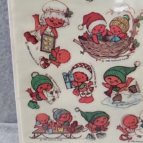 Hallmark Vintage 1982 Stickers Christmas Cardinal Birds Whimsical NOS 4 Sheets - Picture 5 of 6