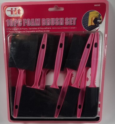 I.I.T 10pc Pink Foam Brush Set Item# 88250 FREE Shipping 