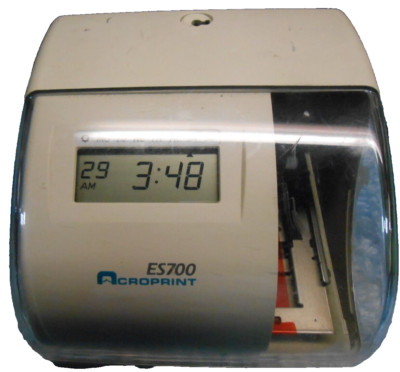 Acroprint ES700 Electronic Time Clock Time Recorder + ADAPTER