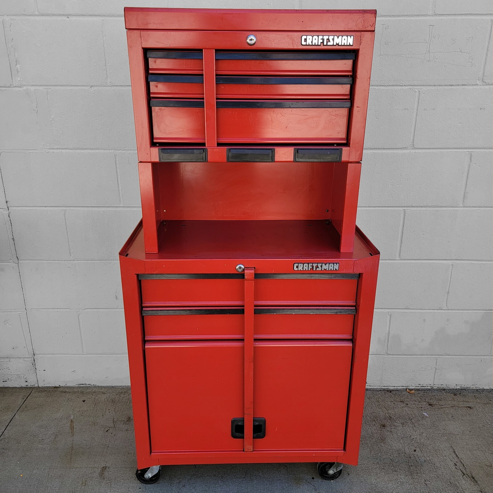 Vintage CRAFTSMAN Rolling Tool Chest With Top Box 8 Drawers Cherry Red